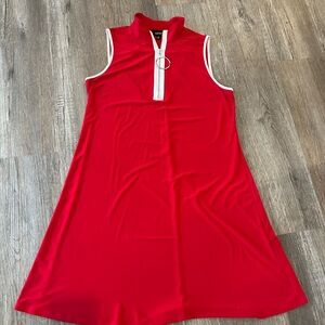 MSK Vibrant Red Sleeveless Dress with Ring Accent